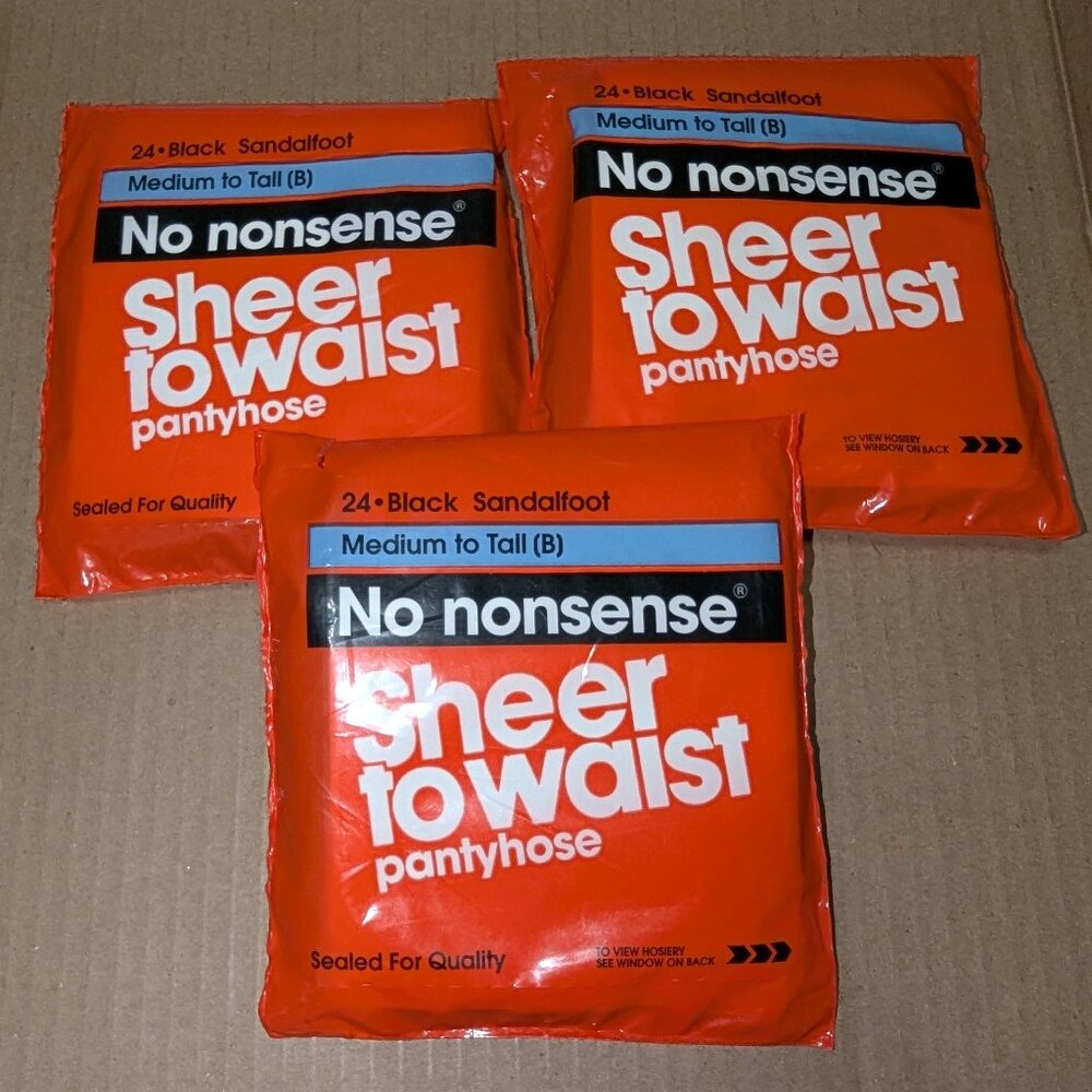 Black Sandalfoot Medium to Tall No Nonsense Sheer to Waist Pantyhose Lot